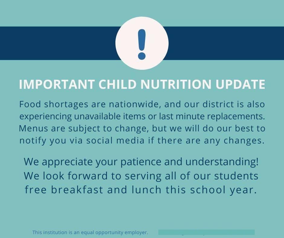 Meal Shortages Update Oct 2021